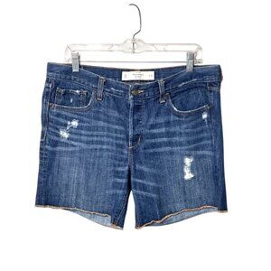 Abercrombie & Fitch Women's Distressed Denim Shorts Size 10 W30 Button Fly